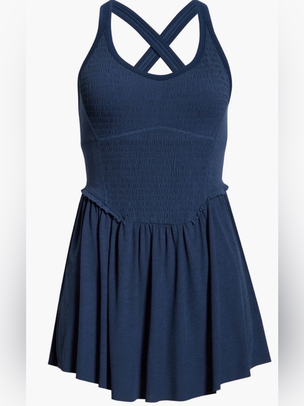 Free People Movement Active Navy Blue Smockin' Hot Athletic Shorts Mini Dress - Picture 3 of 5